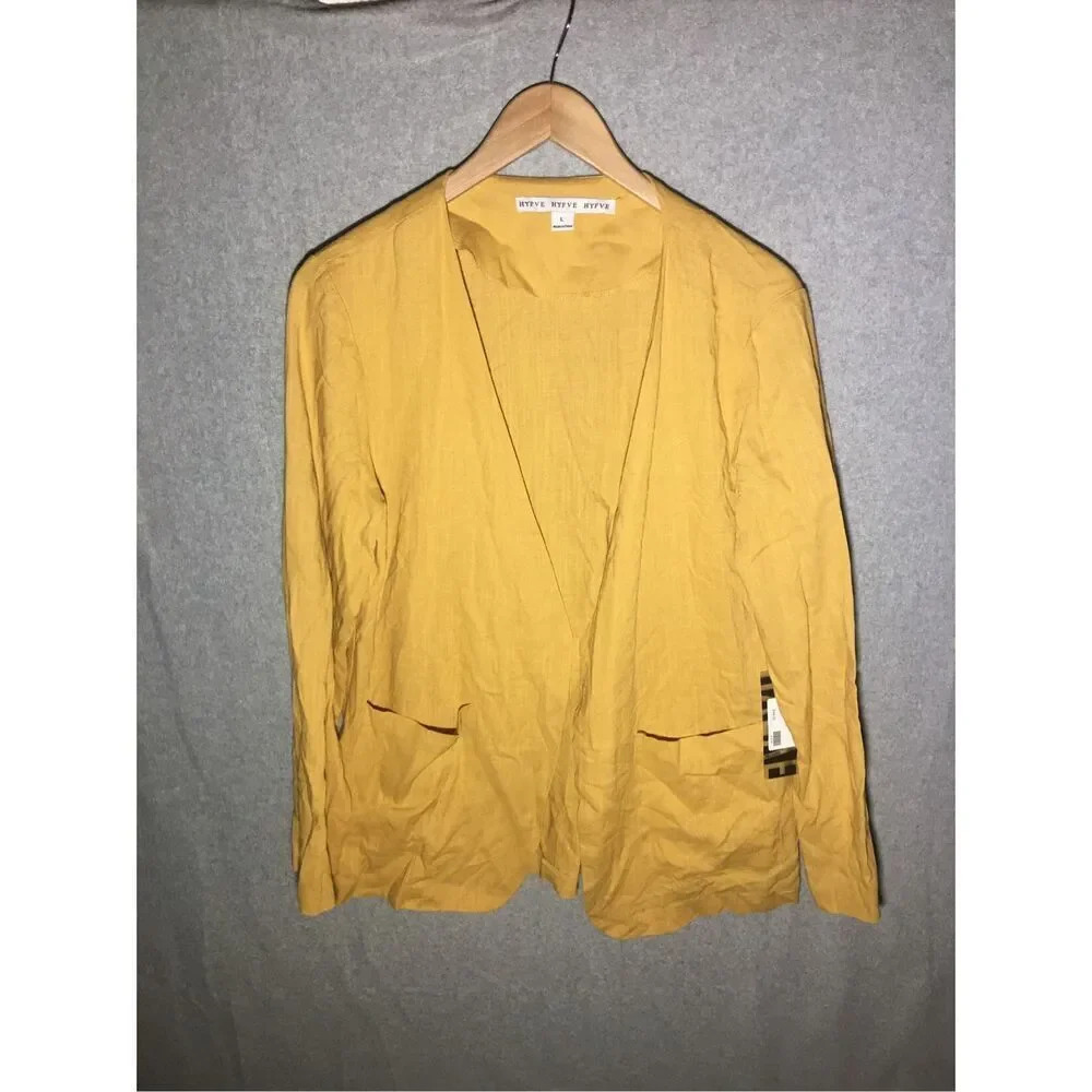 Womens NWT Hyfve Blazer Open Front Marigold Yellow Work Career Office Business